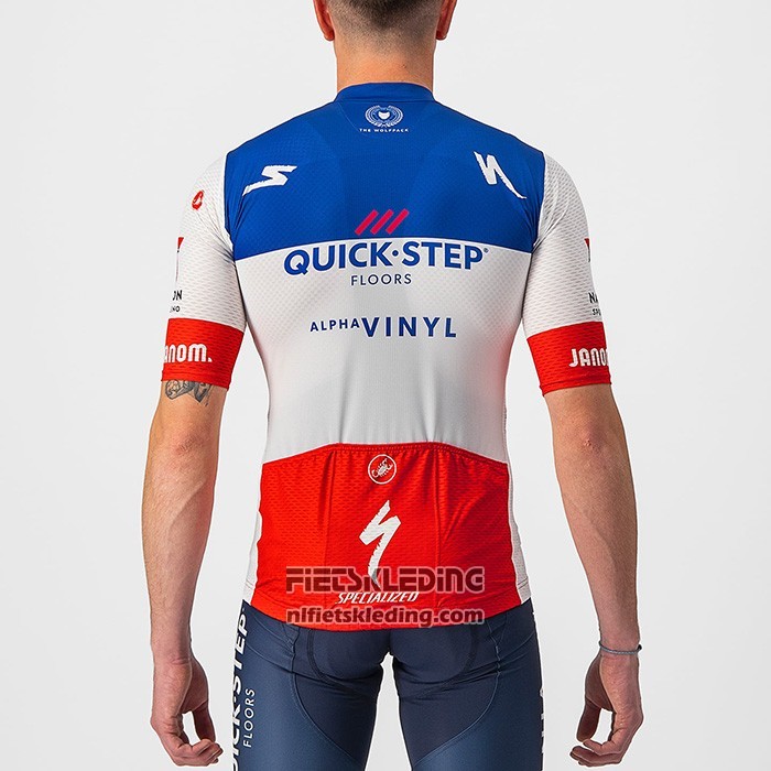2022 Fietskleding Deceuninck Quick Step Blauw Wit Rood Korte Mouwen en Koersbroek